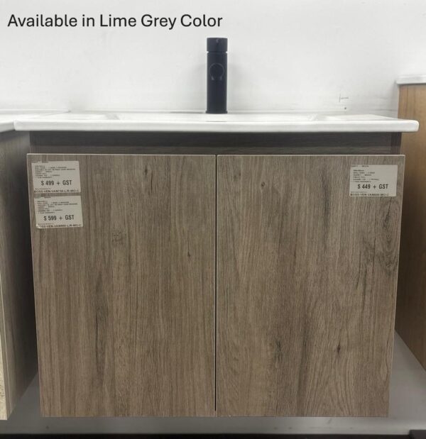 VENICE 600 X 460mm WALL HUNG VANITY 1TH LIME GREY