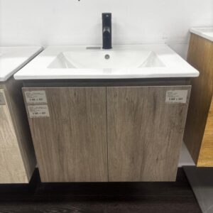 VENICE 600 X 460mm WALL HUNG VANITY 1TH LINEN GREY