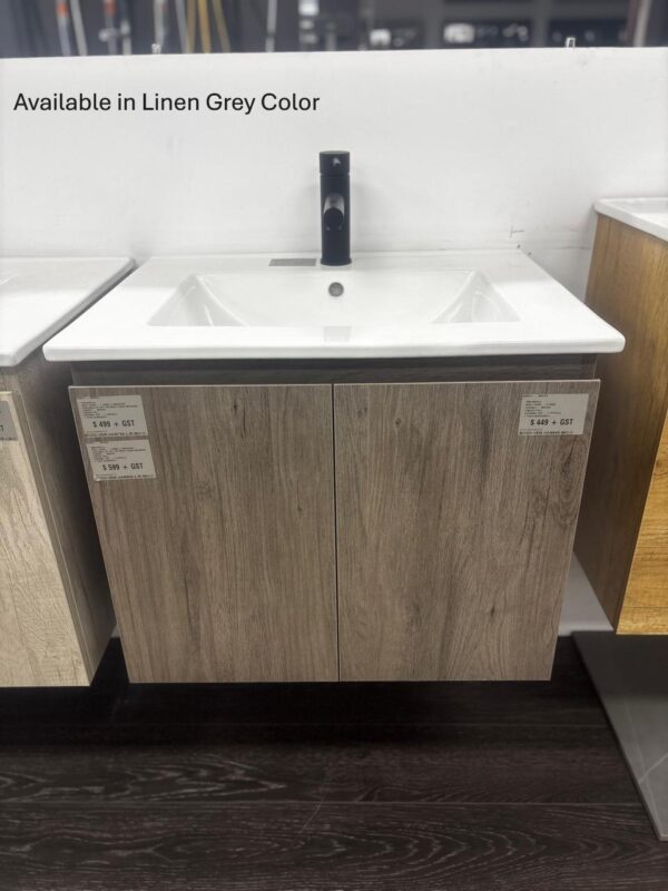 VENICE 600 X 460mm WALL HUNG VANITY 1TH LINEN GREY