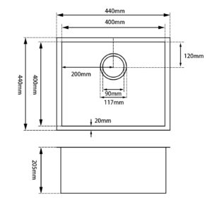 HANDMADE 1 BOWL 440MM UNDERMOUNT SINK