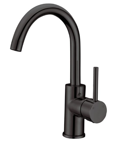 RABANA ROUND PIN LEVER GOOSENECK SINK MIXER BLACK