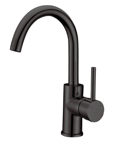 RABANA ROUND PIN LEVER GOOSENECK SINK MIXER BLACK