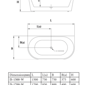 RABANA ROUND 1500MM SLIM FREE STANDING BATH WHITE