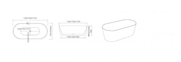 RABANA 1700MM OVAL FREESTANDING BATH