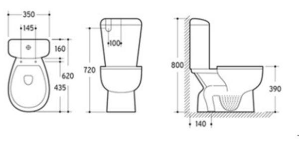 RAVENNA CLOSE COUPLED S-TRAP TOILET SUITE