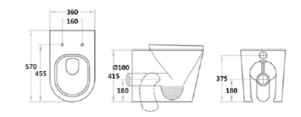 VENICE OVAL RIMLESS IN WALL FLOOR PAN WHITE