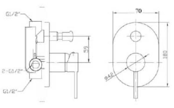 RABANA WALL MIXER WITH DIVERTER 35MM