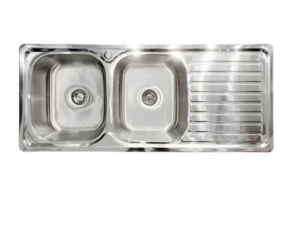 ROUND DOUBLE BOWL 1180MM SINK WITH DRAINER L/R