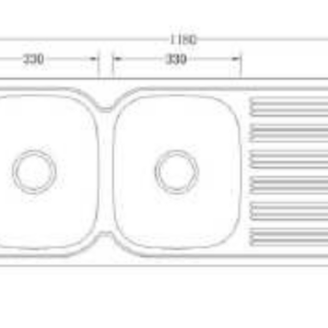 ROUND DOUBLE BOWL 1180MM SINK WITH DRAINER L/R