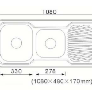 1.75 BOWL 1080MM SINK WITH DRAINER L/R