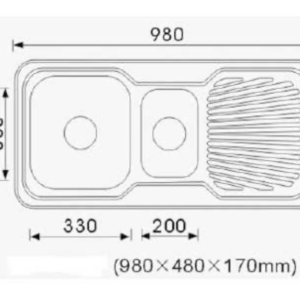 1000MM 1.5 BOWL SINK WITH DRAINER L/R