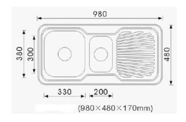 1000MM 1.5 BOWL SINK WITH DRAINER L/R