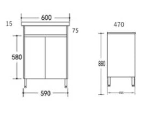 SANTORINI 600MM VANITY ON LEGS 1TH WHITE