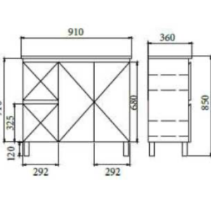 MADRID 900MM VANITY ON LEGS 1TH L/R