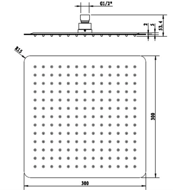 SANTORINI SQUARE OVERHEAD SHOWER 200/250/300MM