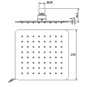 SANTORINI SQUARE OVERHEAD SHOWER 200/250/300MM