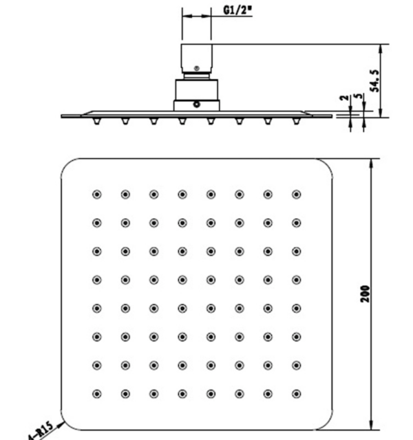SANTORINI SQUARE OVERHEAD SHOWER 200/250/300MM