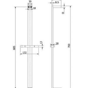 SQUARE SLIDING SHOWER ON RAIL