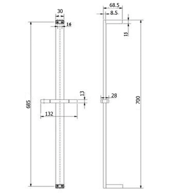 SQUARE SLIDING SHOWER ON RAIL