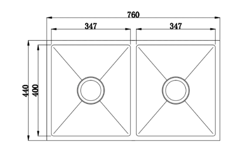 HANDMADE DOUBLE BOWL 760MM UNDERMOUNT SINK