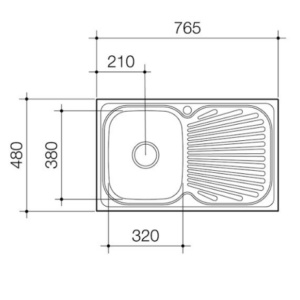765MM SINGLE BOWL SINK WITH DRAINER L/R