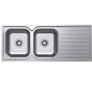 DOUBLE BOWL 1180MM SINK WITH DRAINER L/R