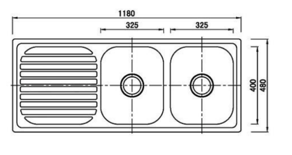 DOUBLE BOWL 1180MM SINK WITH DRAINER L/R