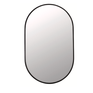 FRAMED EDGE PILL MIRROR BLACK AND GOLD 500 X 750MM