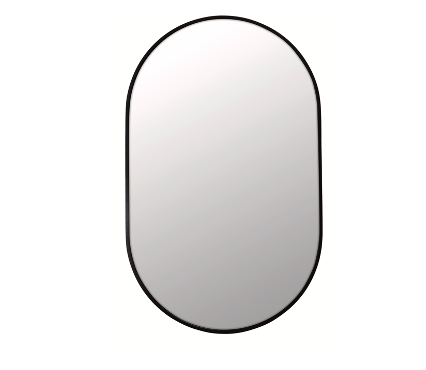 FRAMED EDGE PILL MIRROR BLACK AND GOLD 500 X 750MM