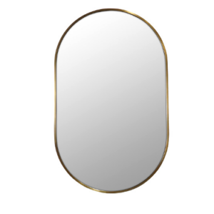 FRAMED EDGE PILL MIRROR BLACK AND GOLD 500 X 750MM