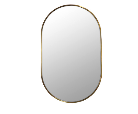 FRAMED EDGE PILL MIRROR BLACK AND GOLD 500 X 750MM