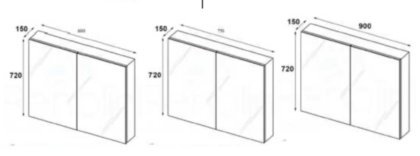 PENCIL EDGE SHAVING CABINETS 600,750,900MM