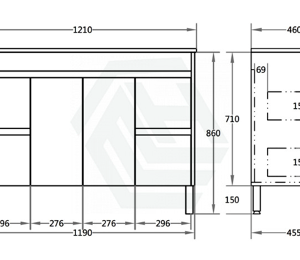 SANTORINI 1200MM VANITY ON LEGS WHITE 1TH