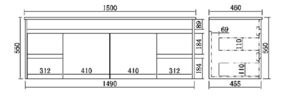 VENICE 1500MM VANITY WALL HUNG 2TH