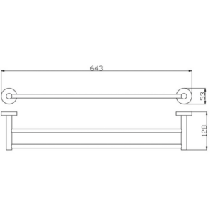 RABANA ROUND DOUBLE TOWEL RAIL 600MM