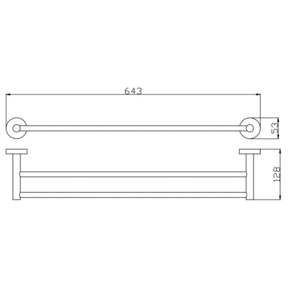 RABANA ROUND DOUBLE TOWEL RAIL 600MM