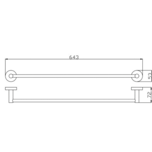 RABANA ROUND SINGLE TOWEL RAIL 600MM