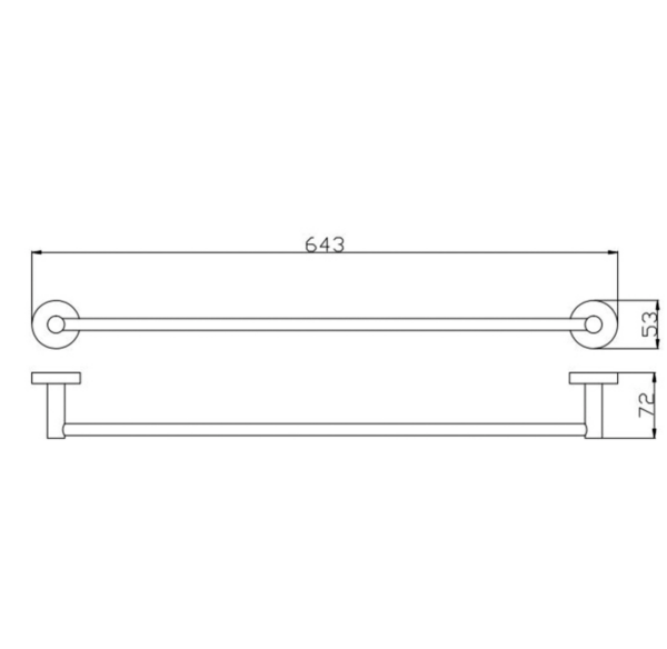 RABANA ROUND SINGLE TOWEL RAIL 600MM