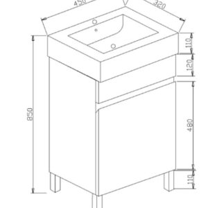 SANTORINI 450MM VANITY ON LEGS 1TH WHITE