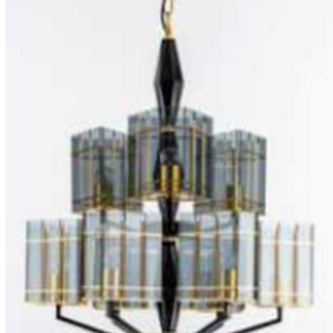 AUTUMN PENDANT 750MM 9 LIGHT E27 BASE BLACK/BRASS/SMOKED GREY