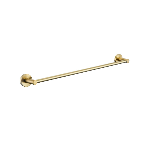 RABANA ROUND 600mm SINGLE TOWEL RAIL BRUSH GOLD