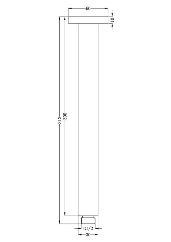 SANTORINI SQUARE CEILING SHOWER ARM 300/450MM