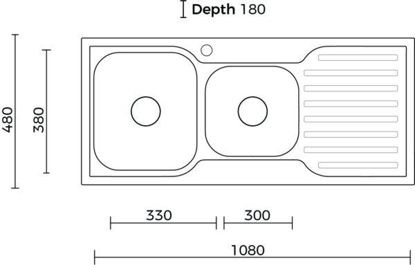 1.75 DOUBLE BOWL SINK WITH DRAINER L/R