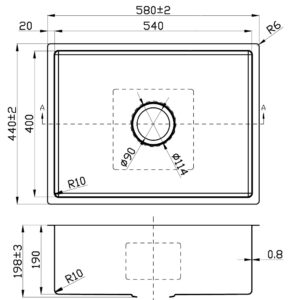 HANDMADE 1 BOWL 580MM UNDERMOUNT SINK