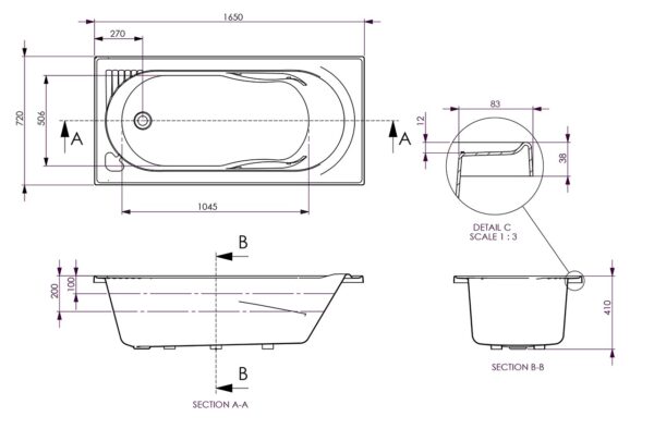 1650MM SHOWER/ BATH
