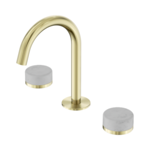 Nero Serenity Basin Set Arc Spout With Carrara Handle Brushed Gold - 24D011BG