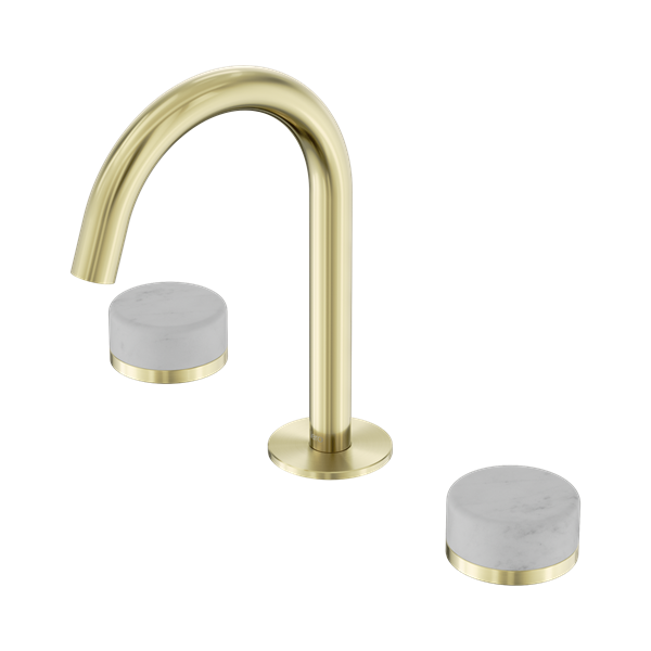 Nero Serenity Basin Set Arc Spout With Carrara Handle Brushed Gold - 24D011BG