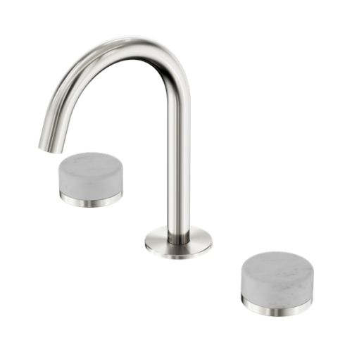 Nero Serenity Basin Set Arc Spout With Carrara Handle Brushed Nickel - 24D011BN