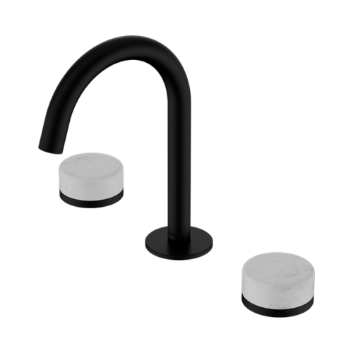 Nero Serenity Basin Set Arc Spout With Carrara Handle Matte Black - 24D011MB