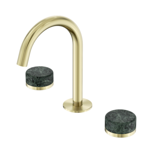 Nero Serenity Basin Set Arc Spout With Verde Alpi Handle Brushed Gold - 24D012BG